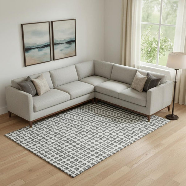 HomeRoots 9' Gray and Silver Geometric Washable Area Rug with UV Protection for Modern Home Décor and Durability 661520