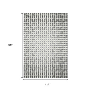 HomeRoots 10' Gray and Silver Geometric Area Rug – Washable, UV-Protected, Durable for High-Traffic Spaces 661521