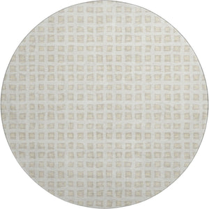 HomeRoots 8' Ivory and Beige Geometric Round Rug - Washable, UV-Protected, Non-Slip, Perfect for Kids & Pets! 661524