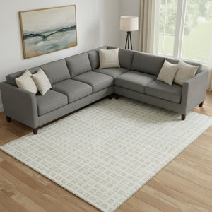 HomeRoots 8' X 10' Ivory And Beige Geometric Area Rug - Washable, UV-Protected, Durable Design for High-Traffic Spaces 661525