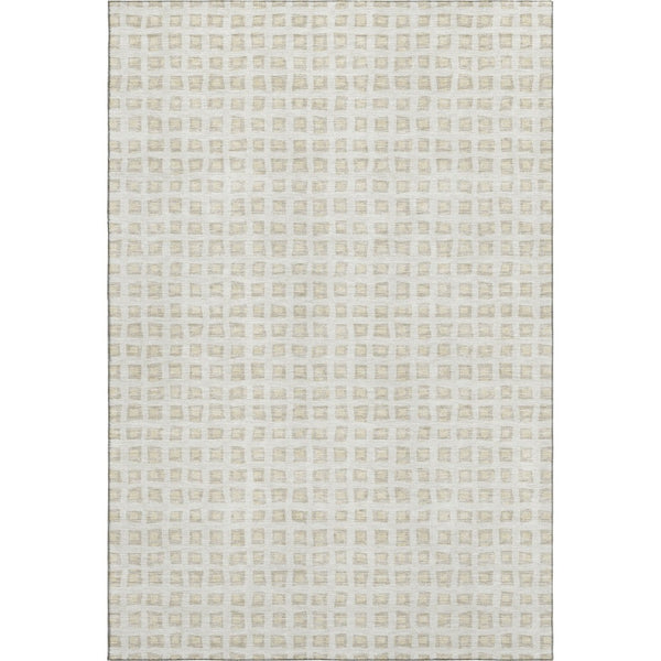HomeRoots 9' X 12' Ivory and Beige Geometric Area Rug - Stylish, Washable, UV-Protected for Homes with Pets 661526
