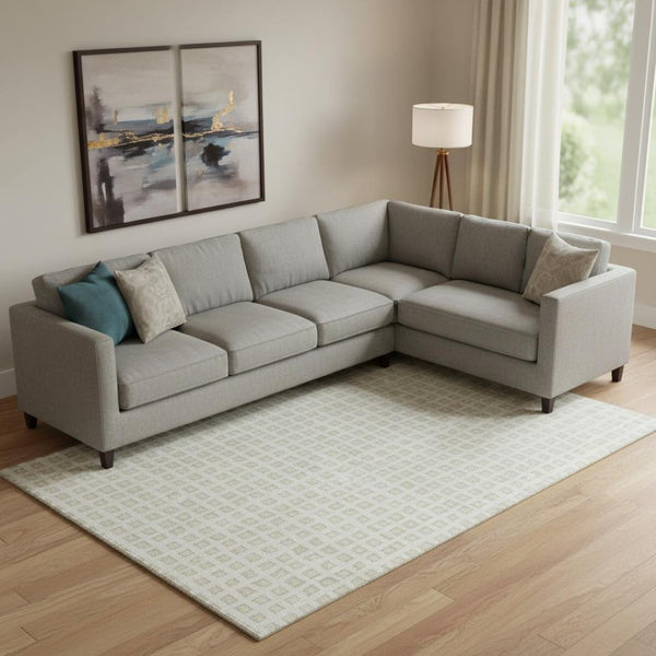 HomeRoots 9' X 12' Ivory and Beige Geometric Area Rug - Stylish, Washable, UV-Protected for Homes with Pets 661526