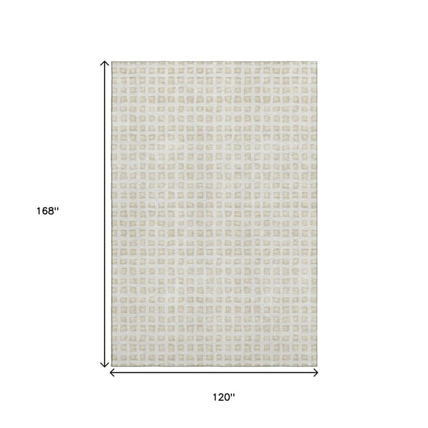 HomeRoots 10' X 14' Ivory & Beige Geometric Area Rug – Stain Resistant, UV Protected, Perfect for Homes! 661527