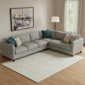 HomeRoots 10' X 14' Ivory & Beige Geometric Area Rug – Stain Resistant, UV Protected, Perfect for Homes! 661527