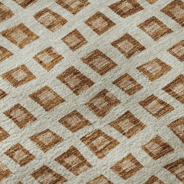 HomeRoots 8' X 10' Modern Rust Copper and Beige Geometric Area Rug - Washable, Stain Resistant, UV Protected 661537