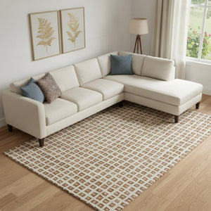 HomeRoots 9' X 12' Geometric Area Rug in Rust Copper & Beige - Washable, Stain-Resistant, UV Protected Elegance 661538