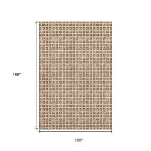 HomeRoots 10' X 14' Stylish Rust Copper Geometric Area Rug - Washable, UV Resistant, Perfect for Busy Homes! 661539
