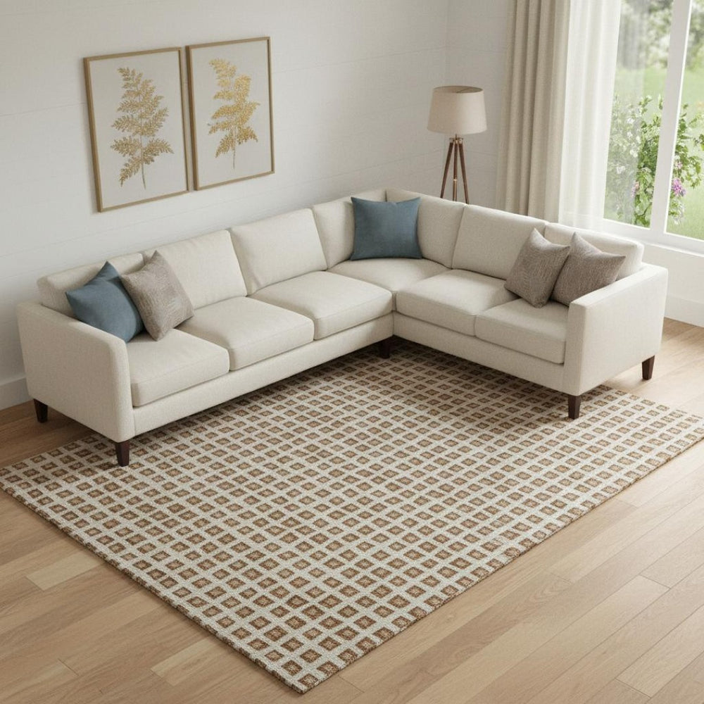 HomeRoots 10' X 14' Stylish Rust Copper Geometric Area Rug - Washable, UV Resistant, Perfect for Busy Homes! 661539