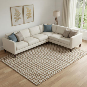 HomeRoots 10' X 14' Stylish Rust Copper Geometric Area Rug - Washable, UV Resistant, Perfect for Busy Homes! 661539