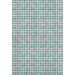 HomeRoots 5' X 8' Teal And Ivory Geometric Area Rug - Washable, UV Protected, Stylish & Durable for Homes 661541