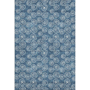 HomeRoots 10' Blue & Ivory Polka Dot Washable Area Rug - Durable, UV-Protected, Easy-Care Design for Family Spaces 661557