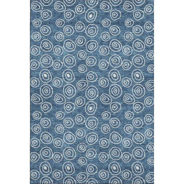 HomeRoots 10' Blue & Ivory Polka Dot Washable Area Rug - Durable, UV-Protected, Easy-Care Design for Family Spaces 661557