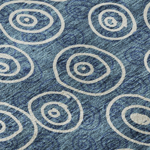 HomeRoots 10' Blue & Ivory Polka Dot Washable Area Rug - Durable, UV-Protected, Easy-Care Design for Family Spaces 661557