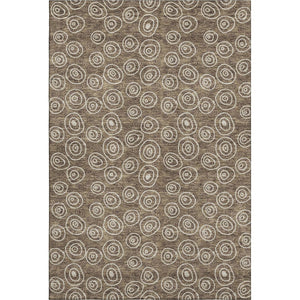 HomeRoots 5' Brown and Ivory Polka Dot Area Rug - Washable, Stain-Resistant, UV-Protected for Everyday Style 661559