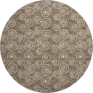 HomeRoots 8' Brown And Ivory Polka Dot Washable Round Rug - UV Protected, Durable, Easy-Care for Any Room! 661560