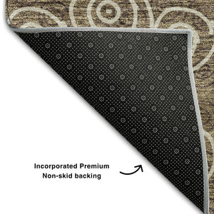 HomeRoots 8' Brown And Ivory Polka Dot Washable Round Rug - UV Protected, Durable, Easy-Care for Any Room! 661560