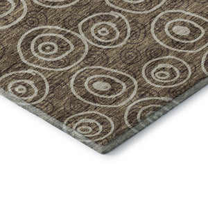 HomeRoots 8' Brown And Ivory Polka Dot Washable Round Rug - UV Protected, Durable, Easy-Care for Any Room! 661560