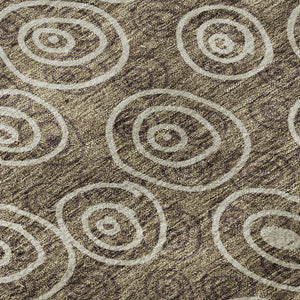 HomeRoots 8' Brown And Ivory Polka Dot Washable Round Rug - UV Protected, Durable, Easy-Care for Any Room! 661560