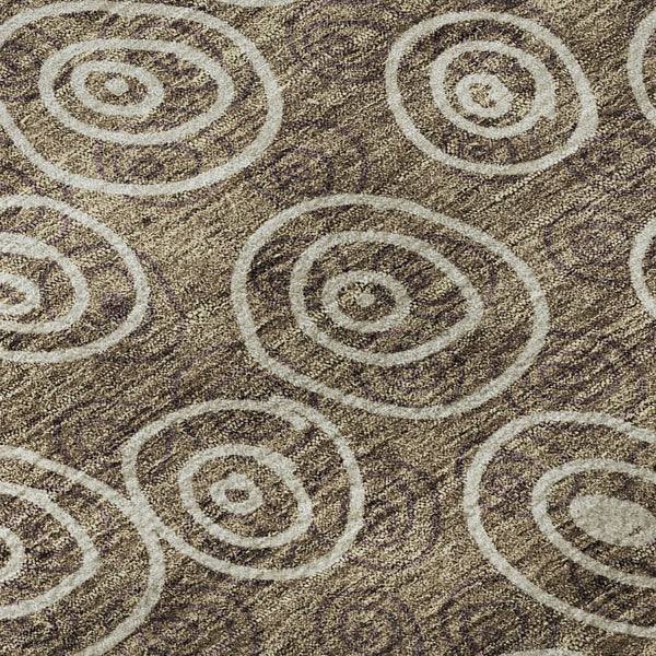 HomeRoots 8' Brown And Ivory Polka Dot Washable Round Rug - UV Protected, Durable, Easy-Care for Any Room! 661560