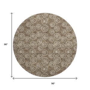 HomeRoots 8' Brown And Ivory Polka Dot Washable Round Rug - UV Protected, Durable, Easy-Care for Any Room! 661560