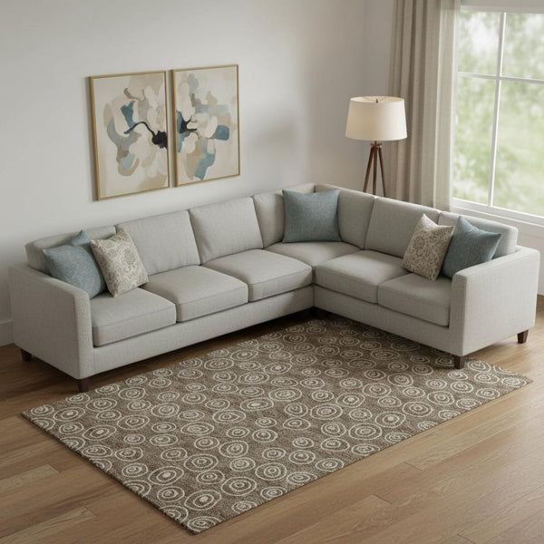 HomeRoots 8' X 10' Brown And Ivory Polka Dot Area Rug – Washable, UV Protected, Stain-Resistant for Family Spaces 661561