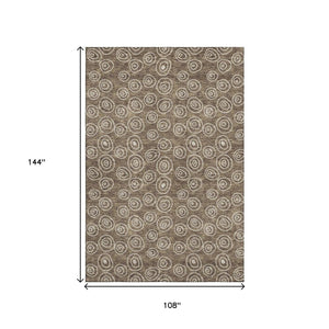 HomeRoots 9' X 12' Brown Polka Dot Area Rug - Washable, UV Protected, Durable for Homes with Kids & Pets 661562