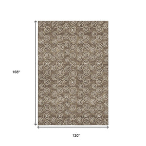 HomeRoots 10' X 14' Brown and Ivory Polka Dot Washable Area Rug - Stain-Resistant, UV-Protected, Stylish Design! 661563