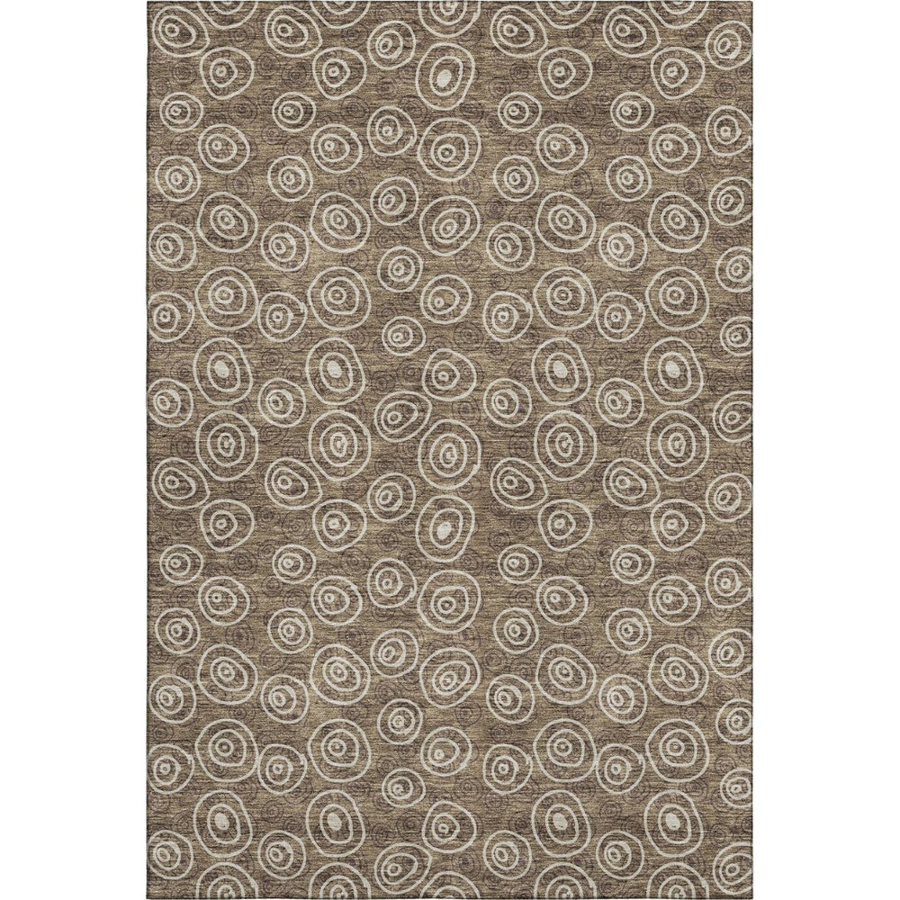 HomeRoots 10' X 14' Brown and Ivory Polka Dot Washable Area Rug - Stain-Resistant, UV-Protected, Stylish Design! 661563