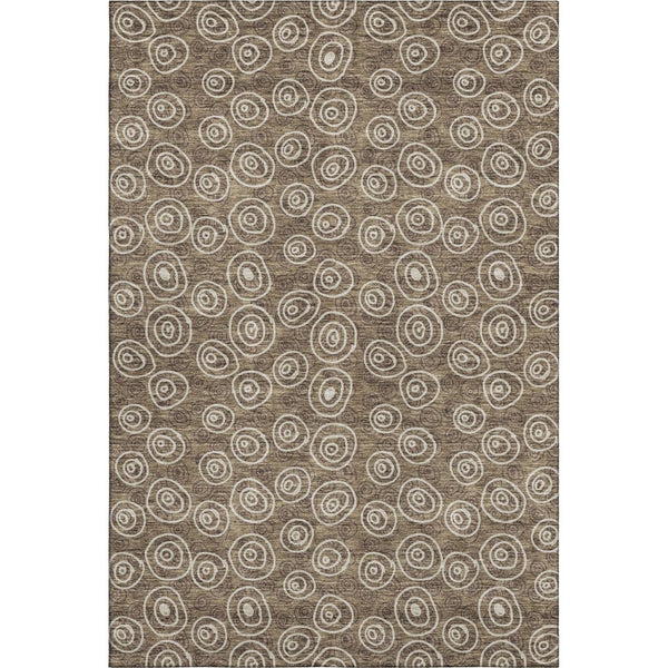 HomeRoots 10' X 14' Brown and Ivory Polka Dot Washable Area Rug - Stain-Resistant, UV-Protected, Stylish Design! 661563