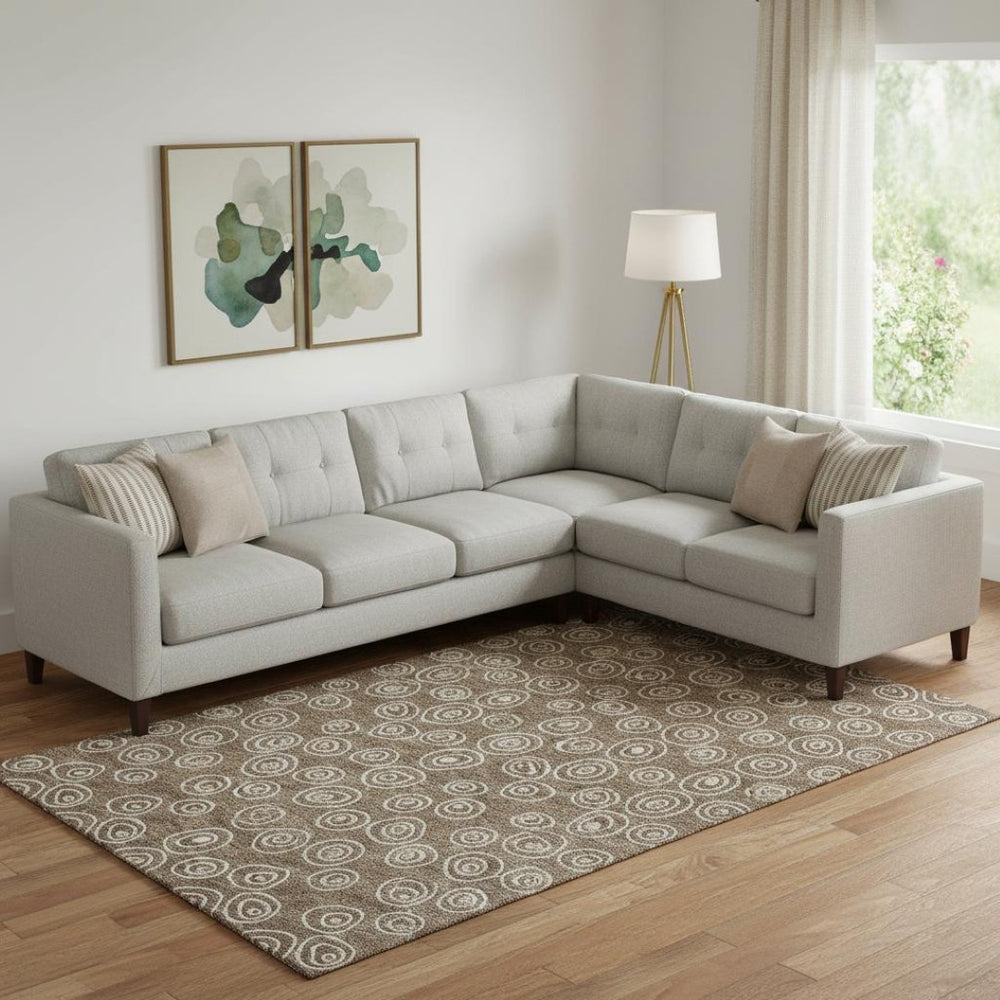 HomeRoots 10' X 14' Brown and Ivory Polka Dot Washable Area Rug - Stain-Resistant, UV-Protected, Stylish Design! 661563