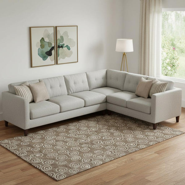 HomeRoots 10' X 14' Brown and Ivory Polka Dot Washable Area Rug - Stain-Resistant, UV-Protected, Stylish Design! 661563