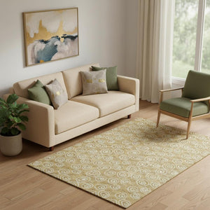 HomeRoots 5' X 8' Gold and Ivory Polka Dot Washable Area Rug – UV Protected, Stylish & Kid-Friendly Design! 661565