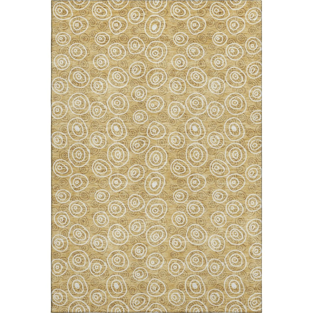 HomeRoots 10' Gold and Ivory Polka Dot Washable Area Rug - UV Protected, Soft, Stain-Resistant, Durable Design 661569