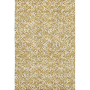 HomeRoots 10' Gold and Ivory Polka Dot Washable Area Rug - UV Protected, Soft, Stain-Resistant, Durable Design 661569