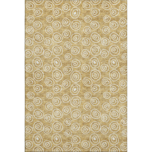 HomeRoots 10' Gold and Ivory Polka Dot Washable Area Rug - UV Protected, Soft, Stain-Resistant, Durable Design 661569