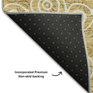 HomeRoots 10' Gold and Ivory Polka Dot Washable Area Rug - UV Protected, Soft, Stain-Resistant, Durable Design 661569