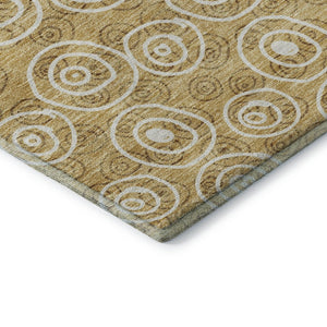 HomeRoots 10' Gold and Ivory Polka Dot Washable Area Rug - UV Protected, Soft, Stain-Resistant, Durable Design 661569