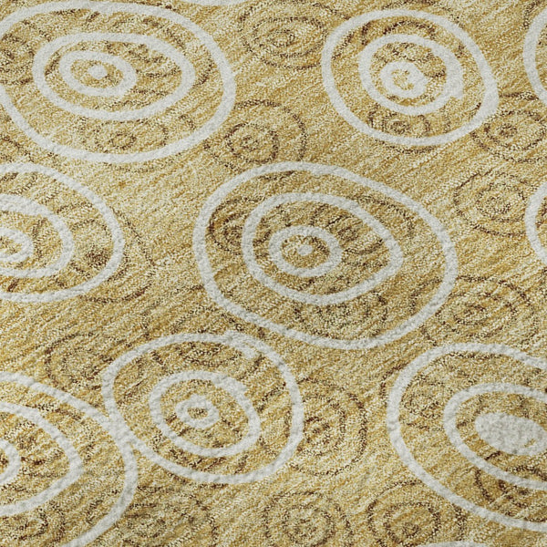 HomeRoots 10' Gold and Ivory Polka Dot Washable Area Rug - UV Protected, Soft, Stain-Resistant, Durable Design 661569