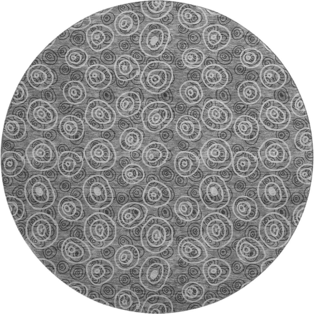 HomeRoots 8' Gray and Silver Polka Dot Washable Round Rug with UV Protection – Stylish, Durable, Easy-Care Design 661572