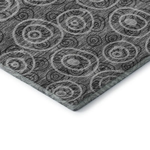 HomeRoots 8' Gray and Silver Polka Dot Washable Round Rug with UV Protection – Stylish, Durable, Easy-Care Design 661572