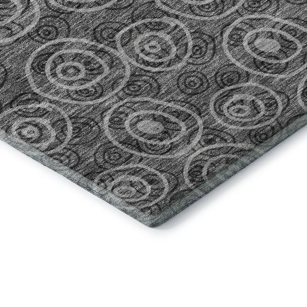 HomeRoots 8' Gray and Silver Polka Dot Washable Round Rug with UV Protection – Stylish, Durable, Easy-Care Design 661572