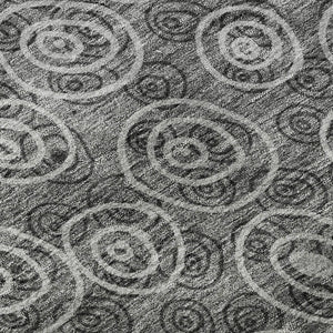 HomeRoots 8' Gray and Silver Polka Dot Washable Round Rug with UV Protection – Stylish, Durable, Easy-Care Design 661572