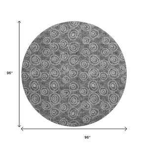 HomeRoots 8' Gray and Silver Polka Dot Washable Round Rug with UV Protection – Stylish, Durable, Easy-Care Design 661572