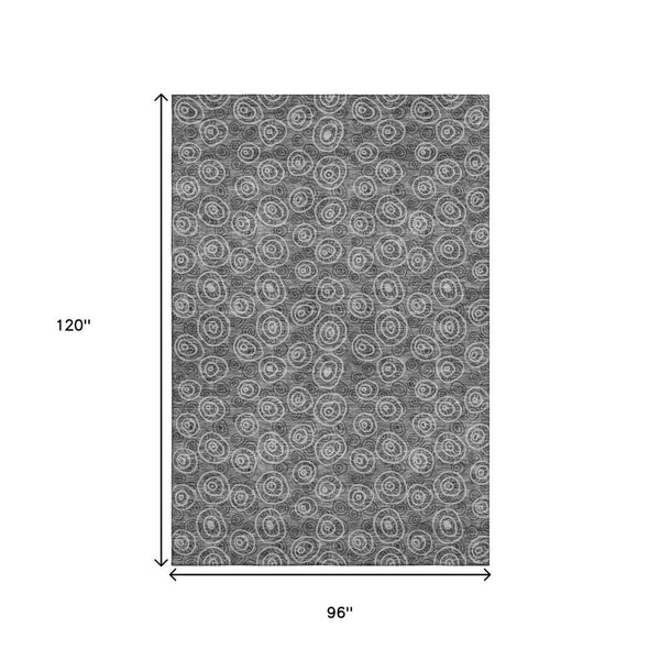HomeRoots 8' X 10' Gray And Silver Polka Dot Washable Area Rug - Durable, Stylish, UV Protected for Modern Homes 661573