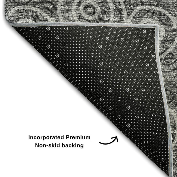 HomeRoots 8' X 10' Gray And Silver Polka Dot Washable Area Rug - Durable, Stylish, UV Protected for Modern Homes 661573