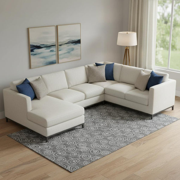 HomeRoots 10' Gray & Silver Polka Dot Washable Area Rug - UV Protected, Soft, Durable & Easy-Care Design! 661575