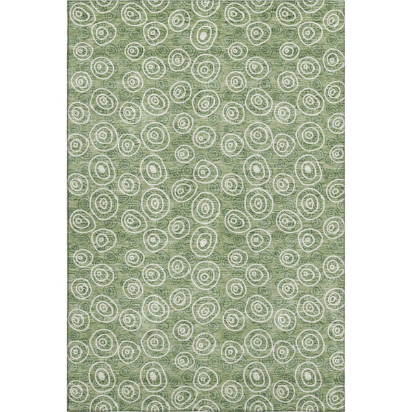 HomeRoots 5' X 8' Green And Ivory Polka Dot Washable Area Rug – Stylish, Durable, UV-Protected for Homes! 661577