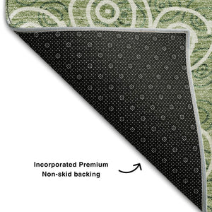 HomeRoots 5' X 8' Green And Ivory Polka Dot Washable Area Rug – Stylish, Durable, UV-Protected for Homes! 661577