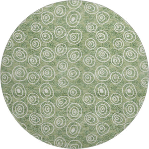 HomeRoots 8' Green & Ivory Polka Dot Washable Round Rug - Durable, UV-Protected, Ideal for Homes with Kids & Pets 661578