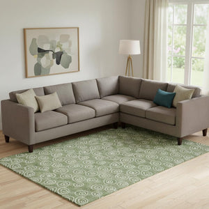 HomeRoots 8' X 10' Cheerful Green and Ivory Polka Dot Washable Area Rug with UV Protection for Everyday Use 661579